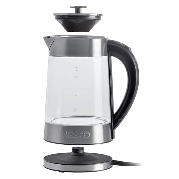 Nesco GWK02 Grey 1.8Quart Electric Glass Water Kettle Bed Bath