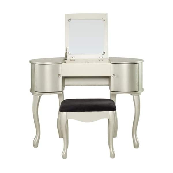 Shop Linon Silvertone Paloma Vanity Set Free Shipping Today