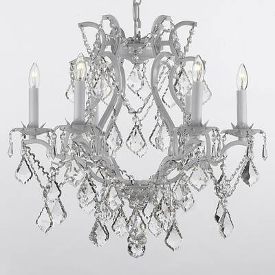 Gallery Versailles 6-light White Wrought Iron Crystal Chandelier