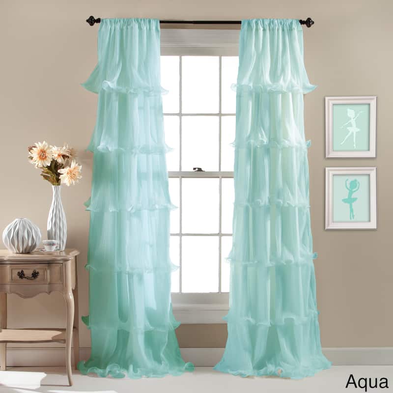Lush Decor Nerina Ruffled Single Curtain Panel - 54"w x 84"l - 54"w x 84"l