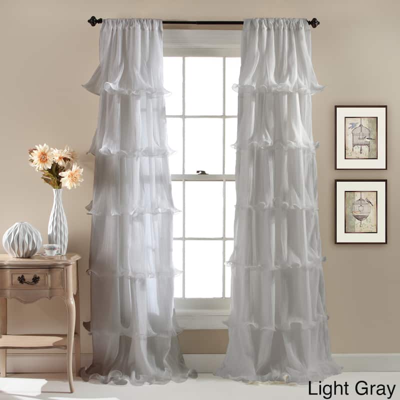 Lush Decor Nerina Ruffled Single Curtain Panel - 54"w x 84"l - 54"w x 84"l