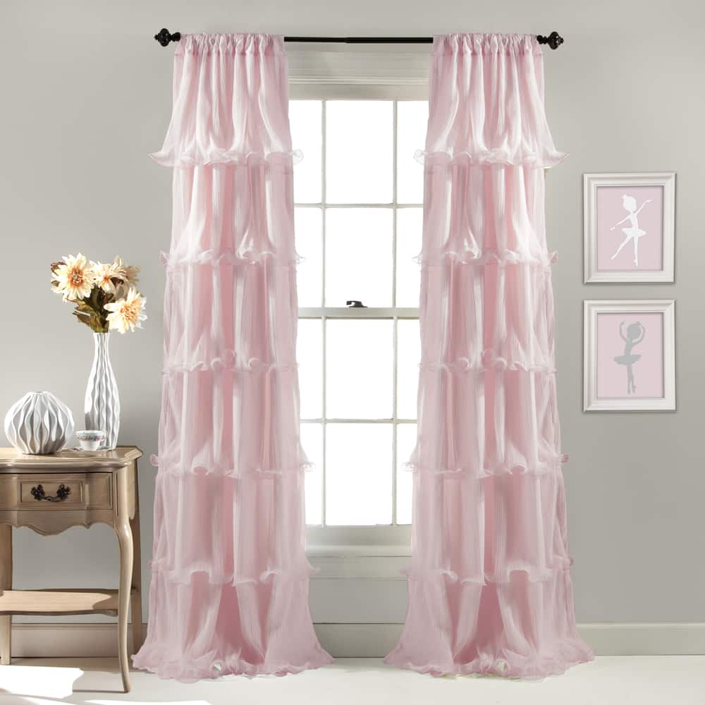 Lush Decor Nerina Ruffled Single Curtain Panel - 54"w x 84"l - 54"w x 84"l