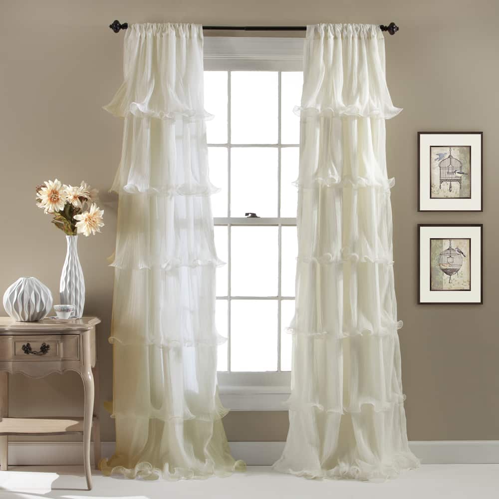 Lush Decor Nerina Ruffled Single Curtain Panel - 54"w x 84"l - 54"w x 84"l