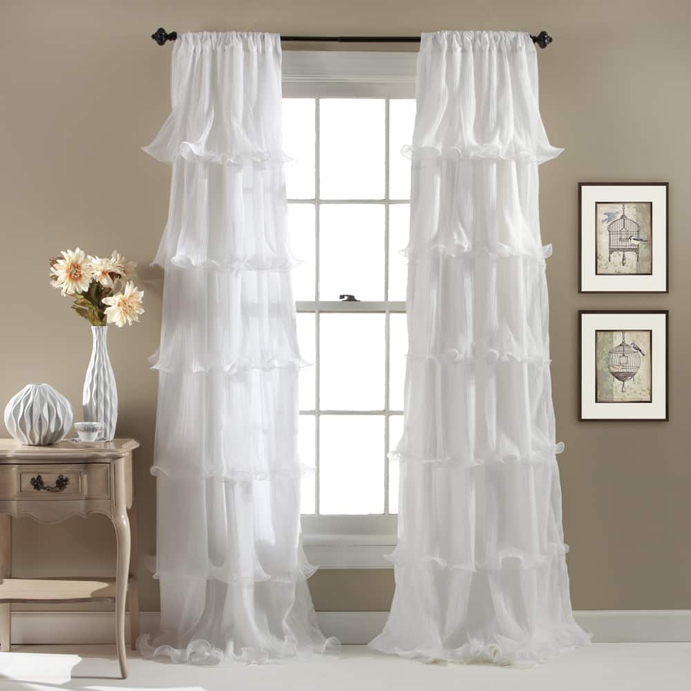 Lush Decor Nerina Ruffled Single Curtain Panel - 54"w x 84"l - 54"w x 84"l