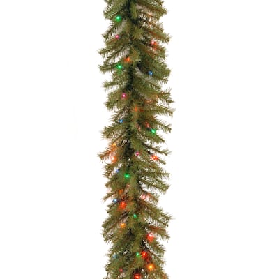 National Tree Company 9' x 10" Norwood Fir Garland with Multi Color LEDs - 9 ft