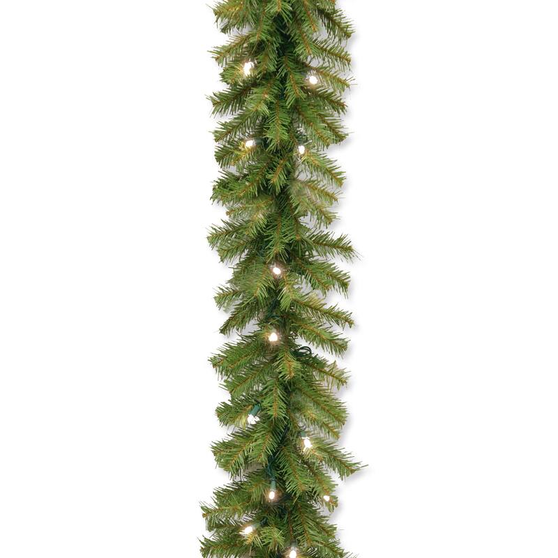 National Tree Company 9' x 10" Norwood Fir Garland with 50 Concave Soft White LED Lights - 10 in