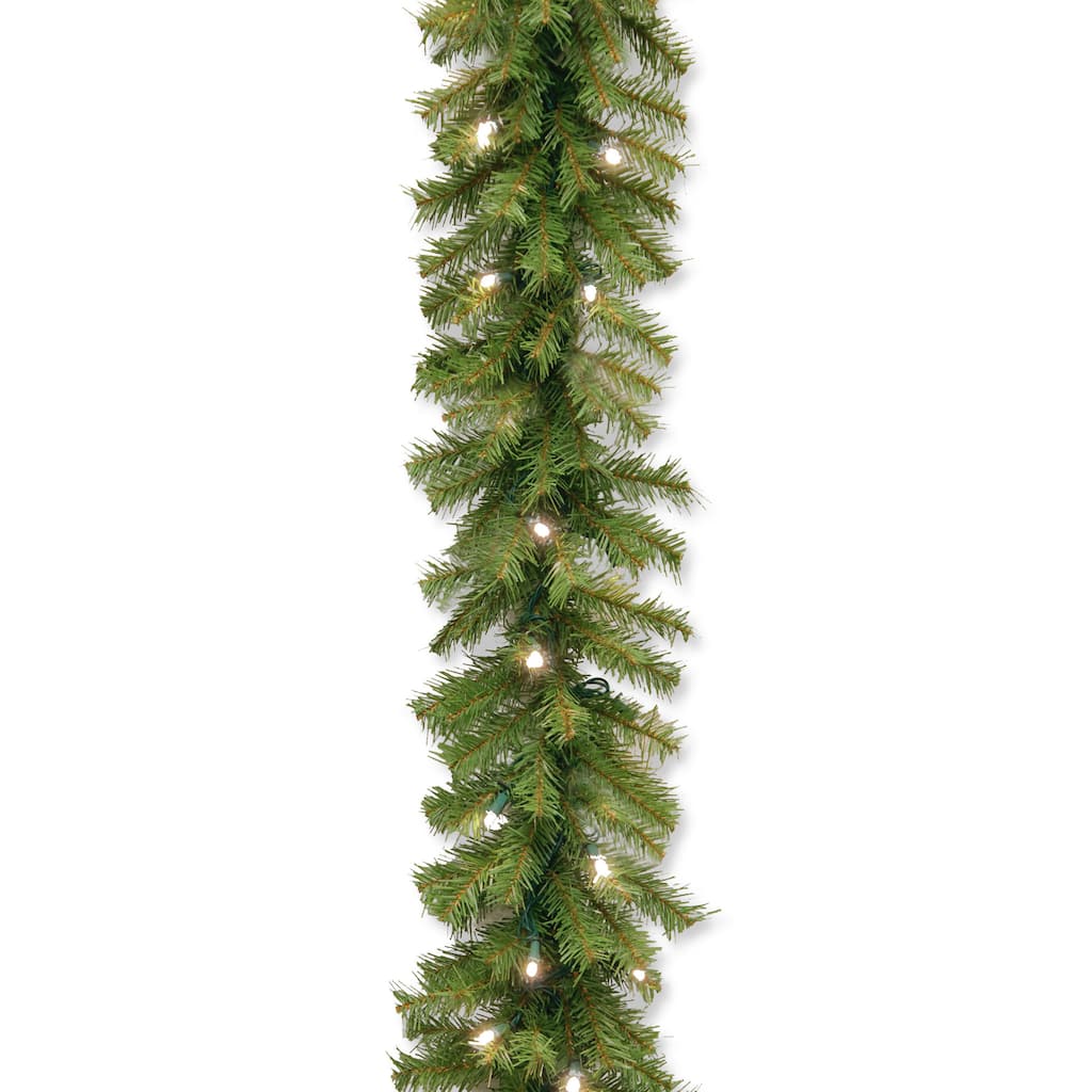 National Tree Company 9' x 10" Norwood Fir Garland with 50 Concave Soft White LED Lights - 10 in