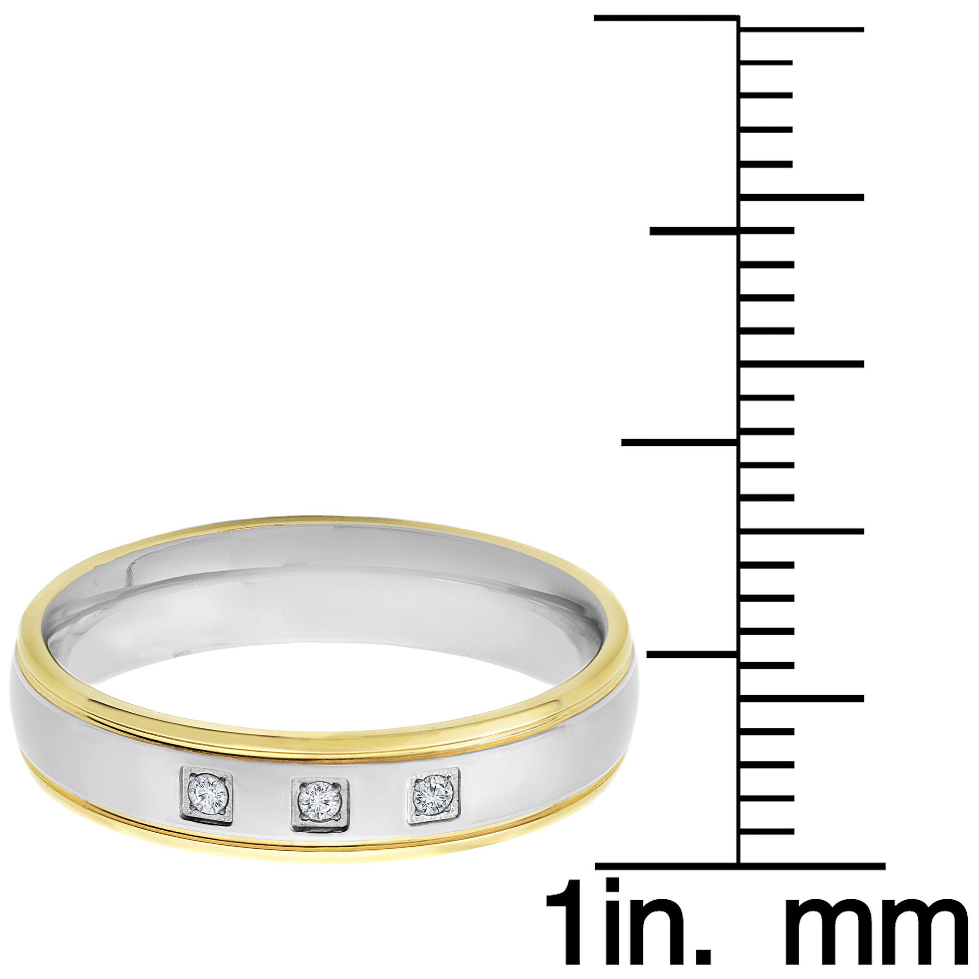 West Coast Jewelry Crucible Gold Plated Titanium and 0.05 CTW Diamond Grooved Comfort Fit Band H-I, SI2 West Coast Jewelry Crucible Gold Plated Titanium and 0.05 CTW Diamond Grooved Comfort Fit Band H-I, SI2