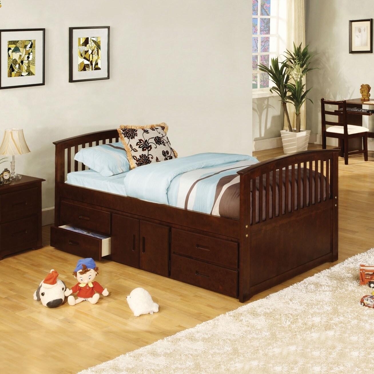 Shop Furniture Of America Anlu Traditional Walnut Twin Captain Bed