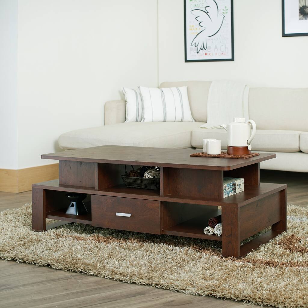 Furniture of America Meine Vintage Walnut Cut-Out Coffee Table