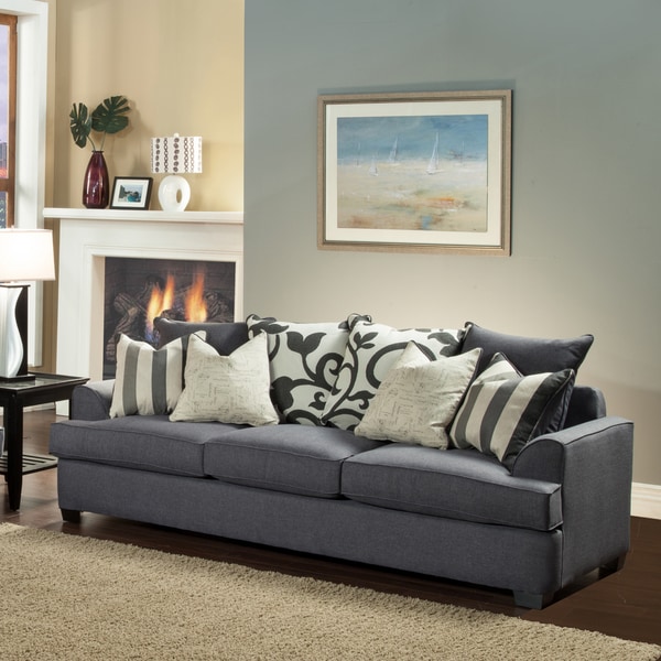 Shop Furniture Of America Bryen Skyler Contemporary Chenille Sofa ...