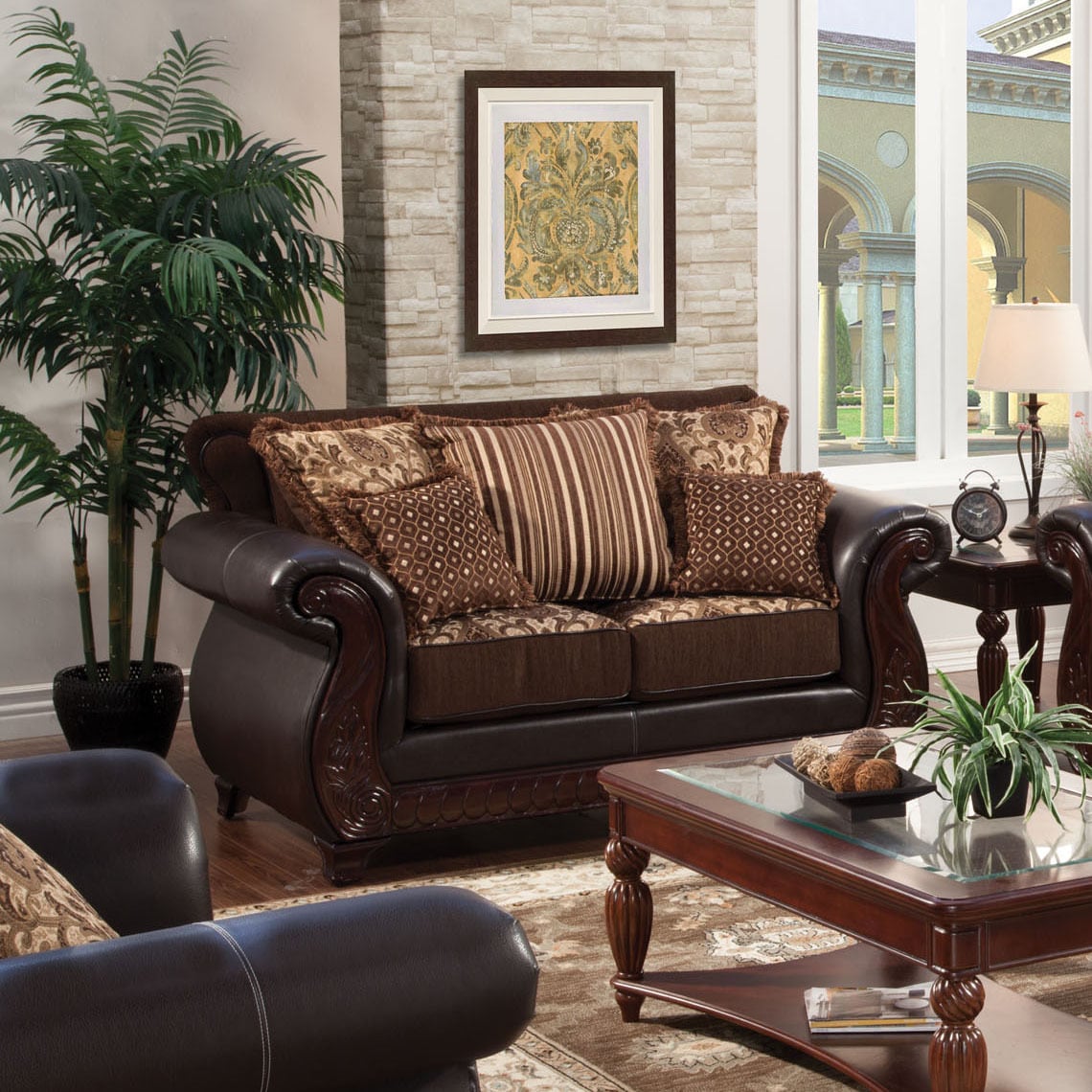 Furniture of America Corz Traditional Faux Leather Padded Loveseat