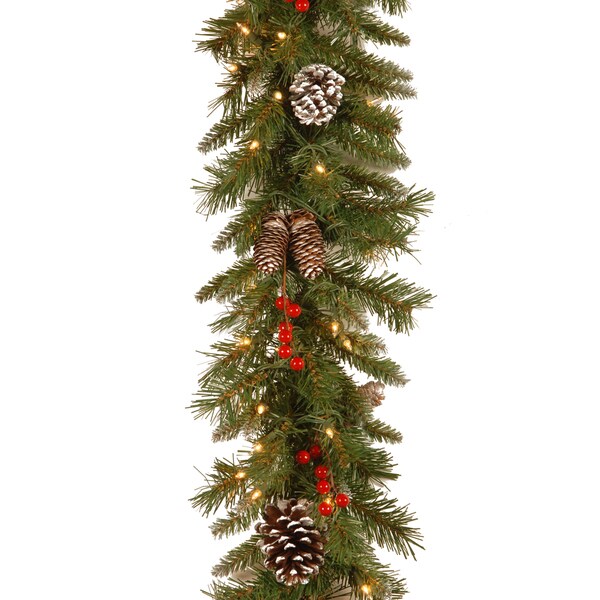 9' x 10" Frosted Berry Garland with 100 Clear Lights