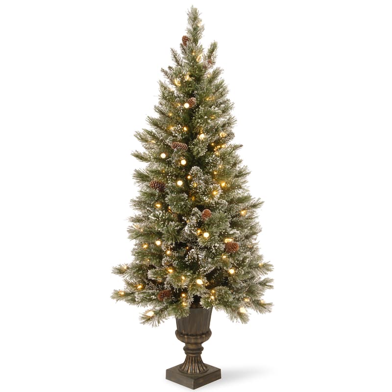 National Tree Company 4 ft. Glittery Bristle Entrance Tree with Warm White LED Lights - 4 Foot