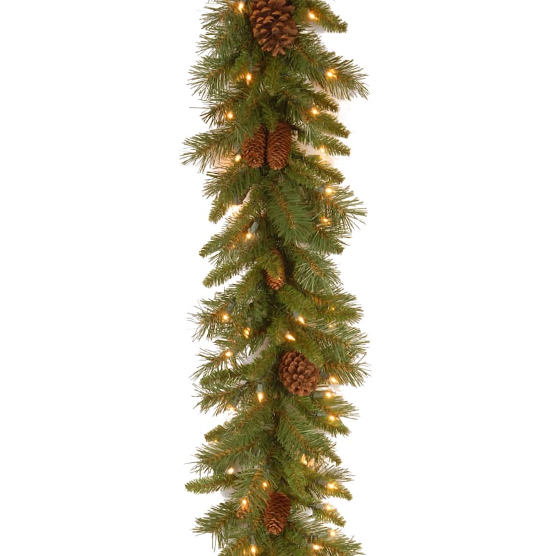National Tree Company 9 ft. Pine Cone/ Pine Bough Garland with 50 Clear Lights - 9 ft