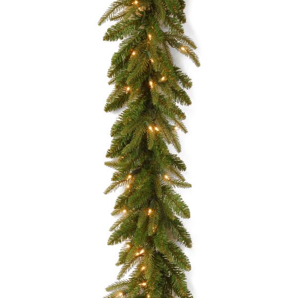 slide 1 of 2, 9 x 10 Fraser Grande Garland with Clear Lights - Green