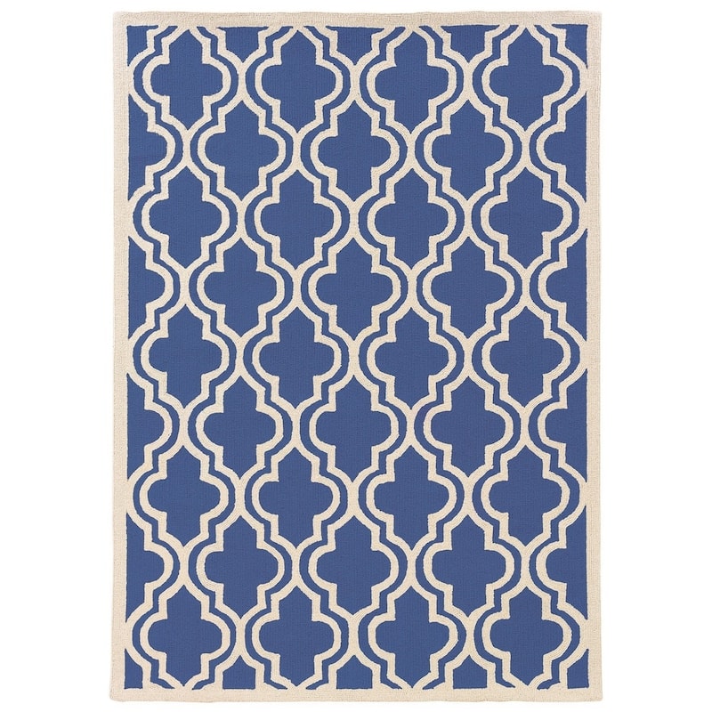 Linon Silhouette Area Rug - 5' x 7' - Navy/Ivory