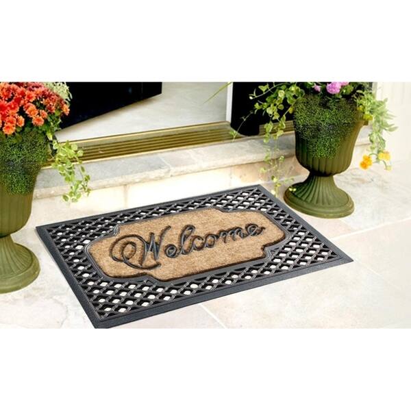 Shop First Impression Rubber Coir Brush Welcome Doormat 23 X 38