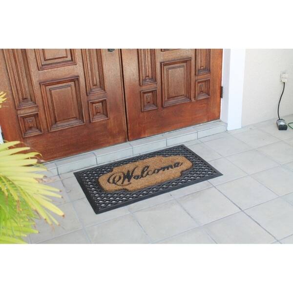 Shop First Impression Rubber Coir Brush Welcome Doormat 23 X 38