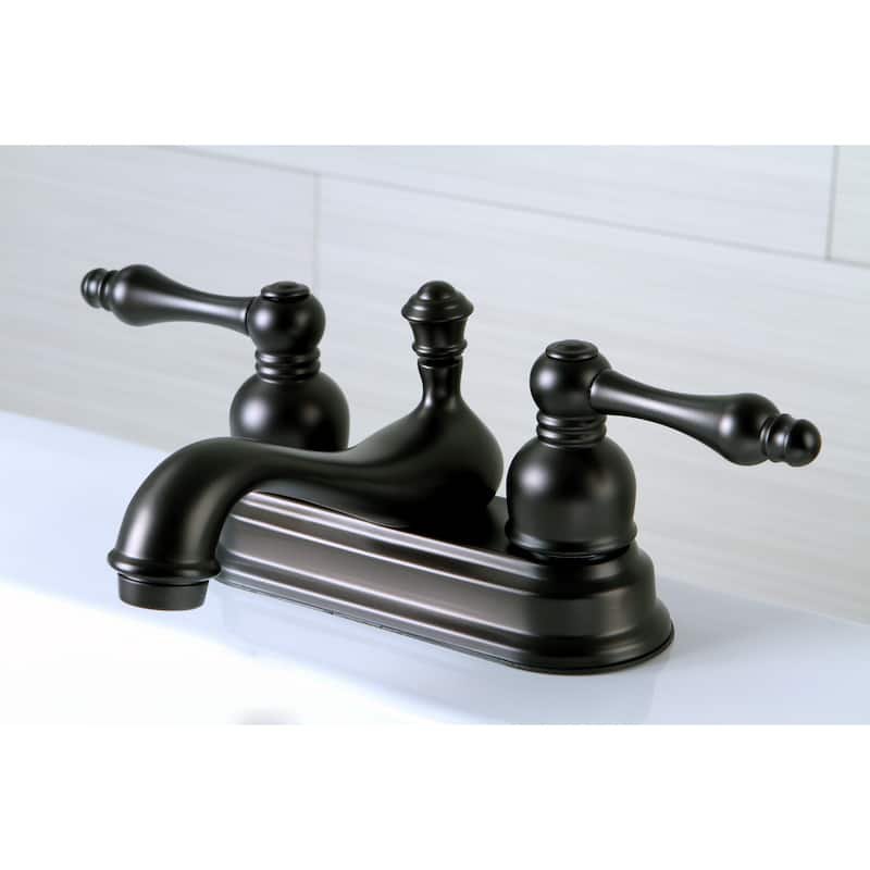 Kingston Brass Traditional Double Handle Oil-rubbed Bronze 4-inch Centerset Bathroom Faucet