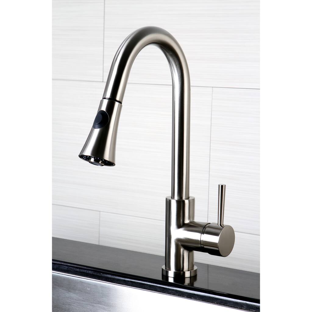 Kitchen Brushed Nickel Single Handle Faucet with Pull Down Spout