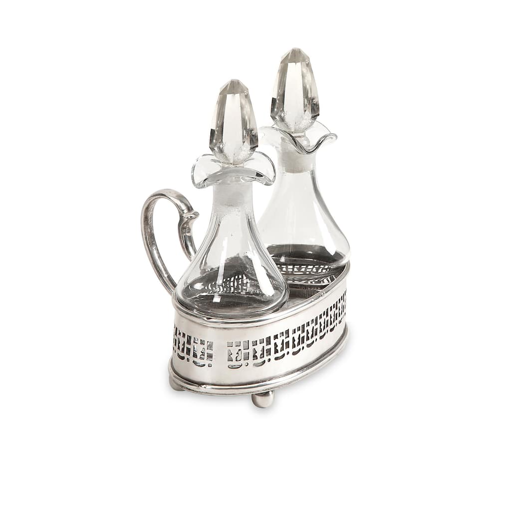 Sorel Oil Bottles in Brass Tray (Set of 3)