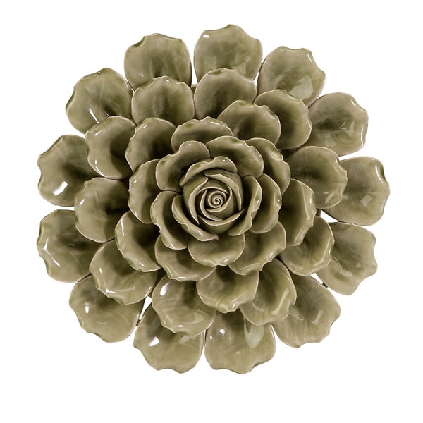 Shop Magdalyn Green Ceramic Flower Wall Decor - Overstock ...