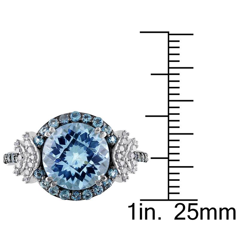Miadora Silver Blue Topaz and 1/8ct TDW Diamond Ring (H-I, I2-I3)