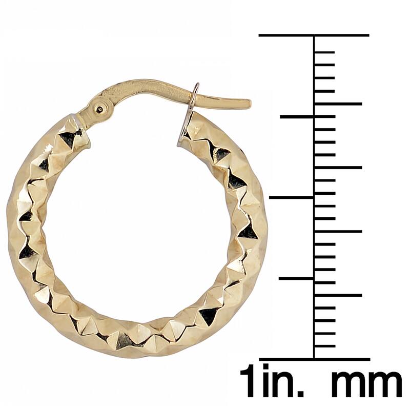 Fremada 10k Gold Diamond-cut Small Round Hoop Earrings