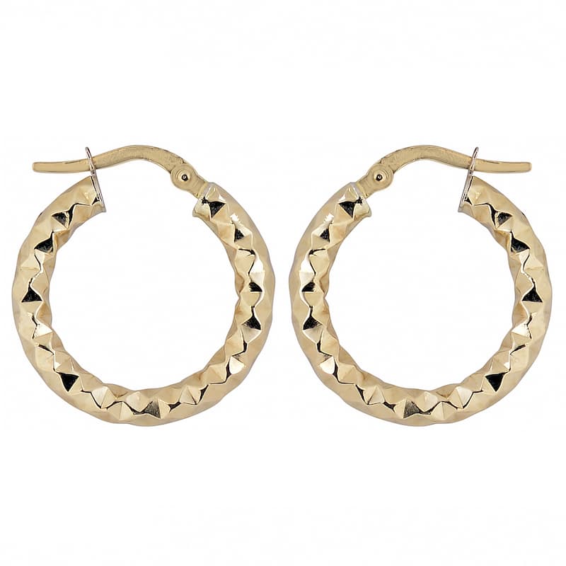 Fremada 10k Gold Diamond-cut Small Round Hoop Earrings
