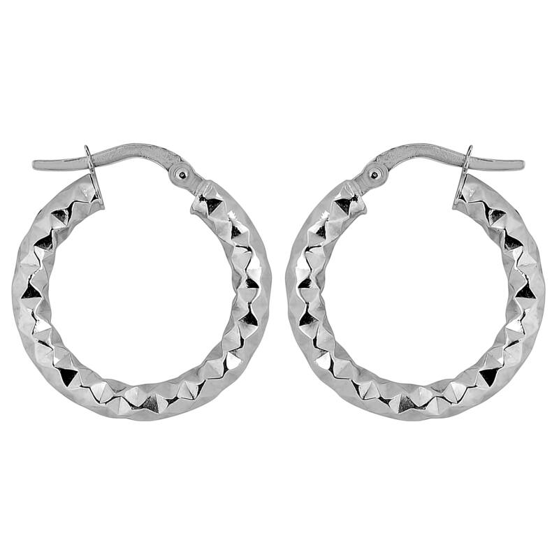Fremada 10k Gold Diamond-cut Small Round Hoop Earrings
