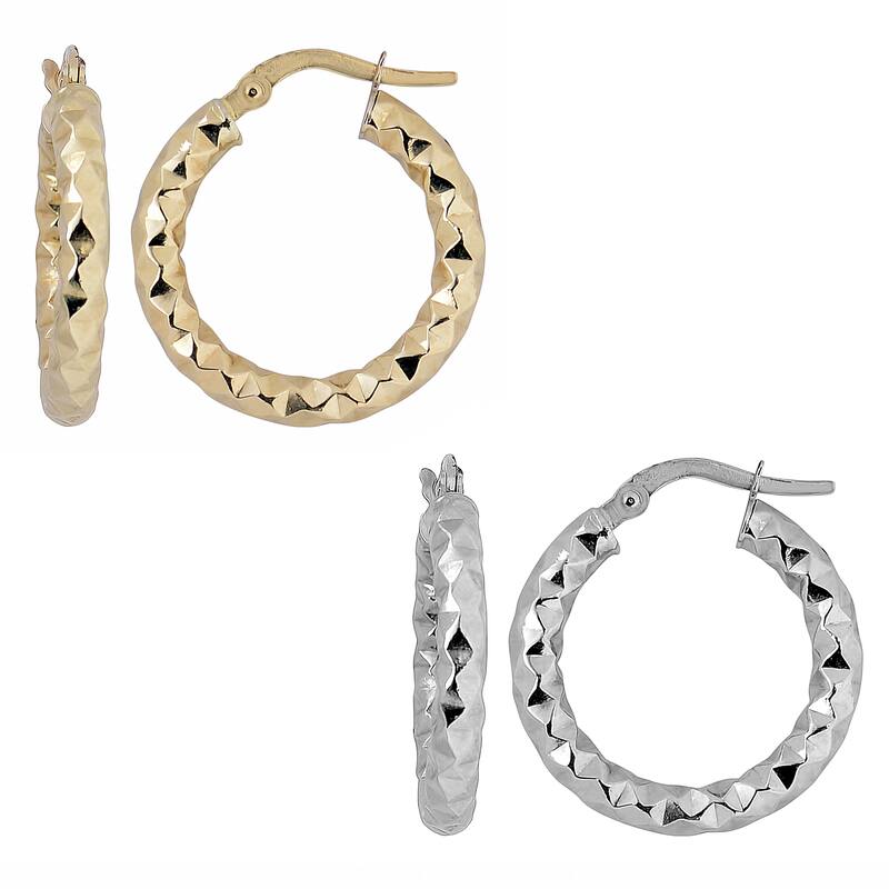 Fremada 10k Gold Diamond-cut Small Round Hoop Earrings