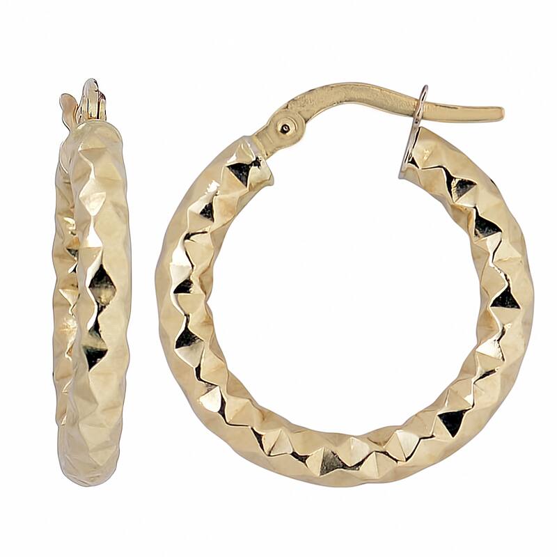 Fremada 10k Gold Diamond-cut Small Round Hoop Earrings - Yellow - Yellow