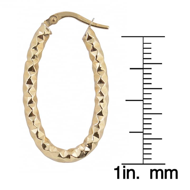 Fremada 10k Gold Diamond-cut Elongated Hoop Earrings
