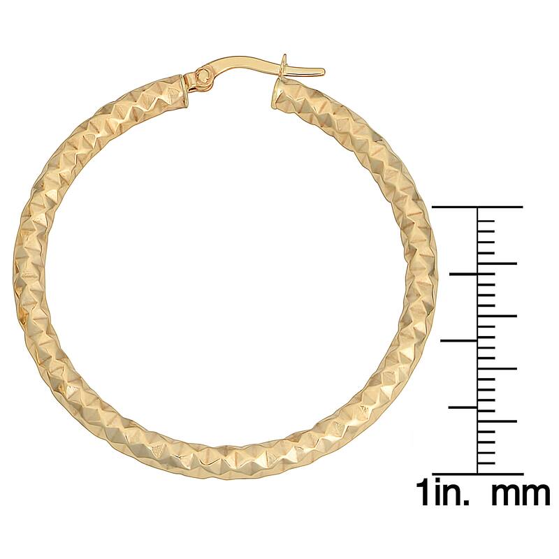 Fremada 10k Yellow Gold 3x35-mm Diamond-cut Round Hoop Earrings