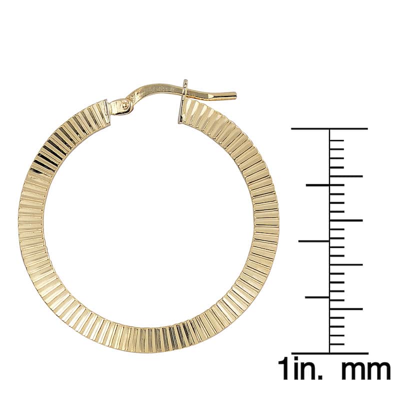 Fremada 10k Yellow Gold Textured Round Hoop Earrings