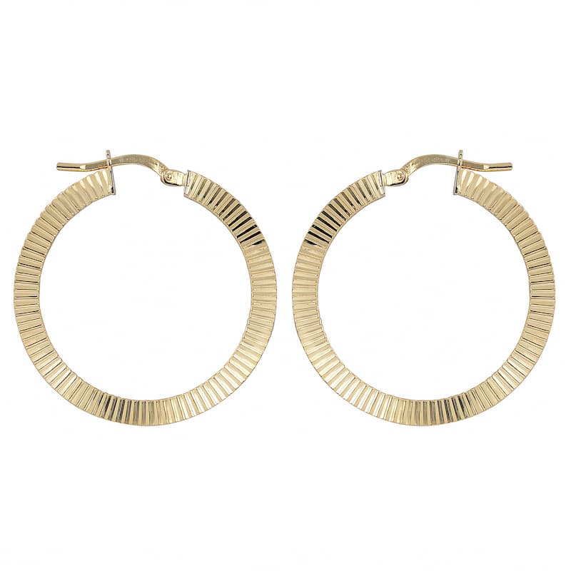 Fremada 10k Yellow Gold Textured Round Hoop Earrings