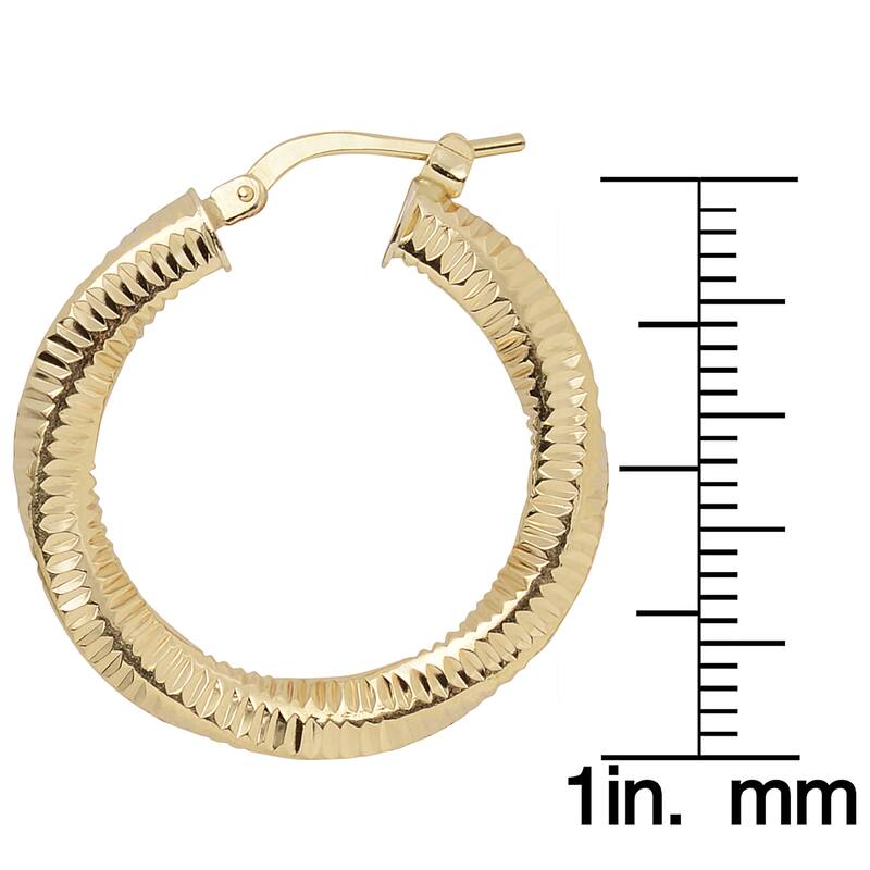 Fremada 10k Yellow Gold 2x20-mm Textured Round Twist Design Hoop Earrings