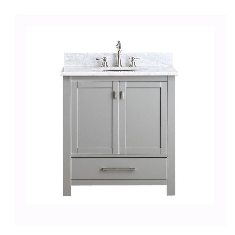 Avanity Modero 31-inch Vanity Combo in Chilled Gray with Top and Sink - Carrara White Marble Top