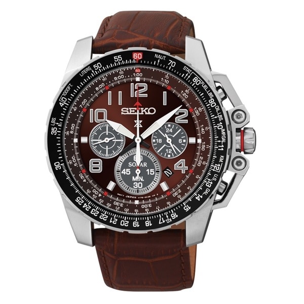 Seiko Mens SSC279 Solar Chronograph Flight Computer Watch  