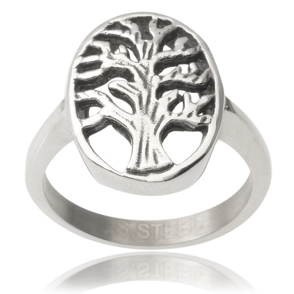 Journee Collection Stainless Steel Tree of Life Ring