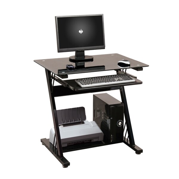 Shop Merax Black Tinted Glass Top Surface Computer Desk with Black