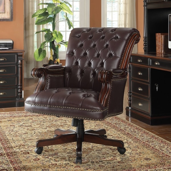 Coaster Company Dark Brown Vinyl Adjustable Executive Office Chair - 37.50" x 29.50" x 42.50"