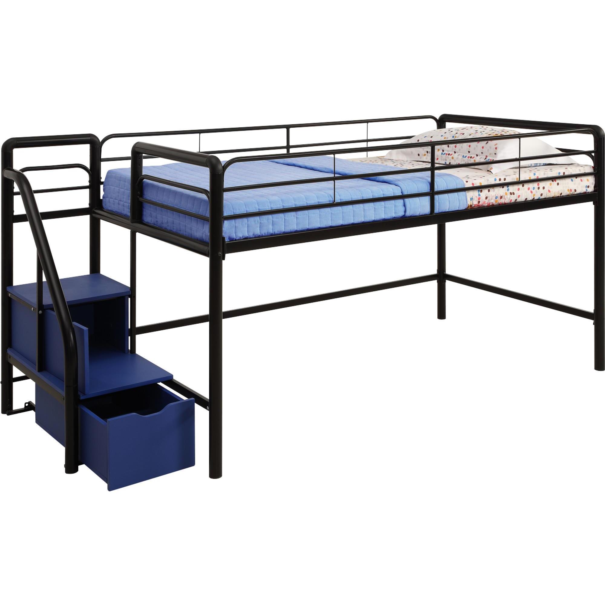 dhp junior twin metal loft bed with storage steps