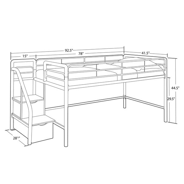 junior twin loft bed with storage steps