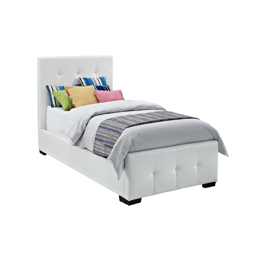 DHP Florence White Upholstered Twin Bed