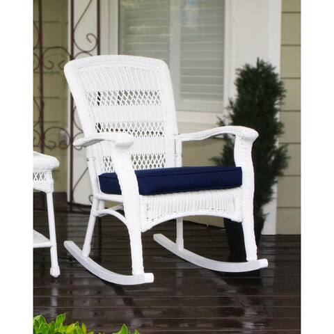Portside Coastal White Rocking Chair with Cushion