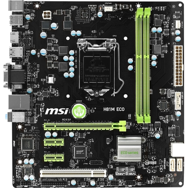 MSI H81M ECO Desktop Motherboard   Intel H81 Chipset   Socket H3 LGA