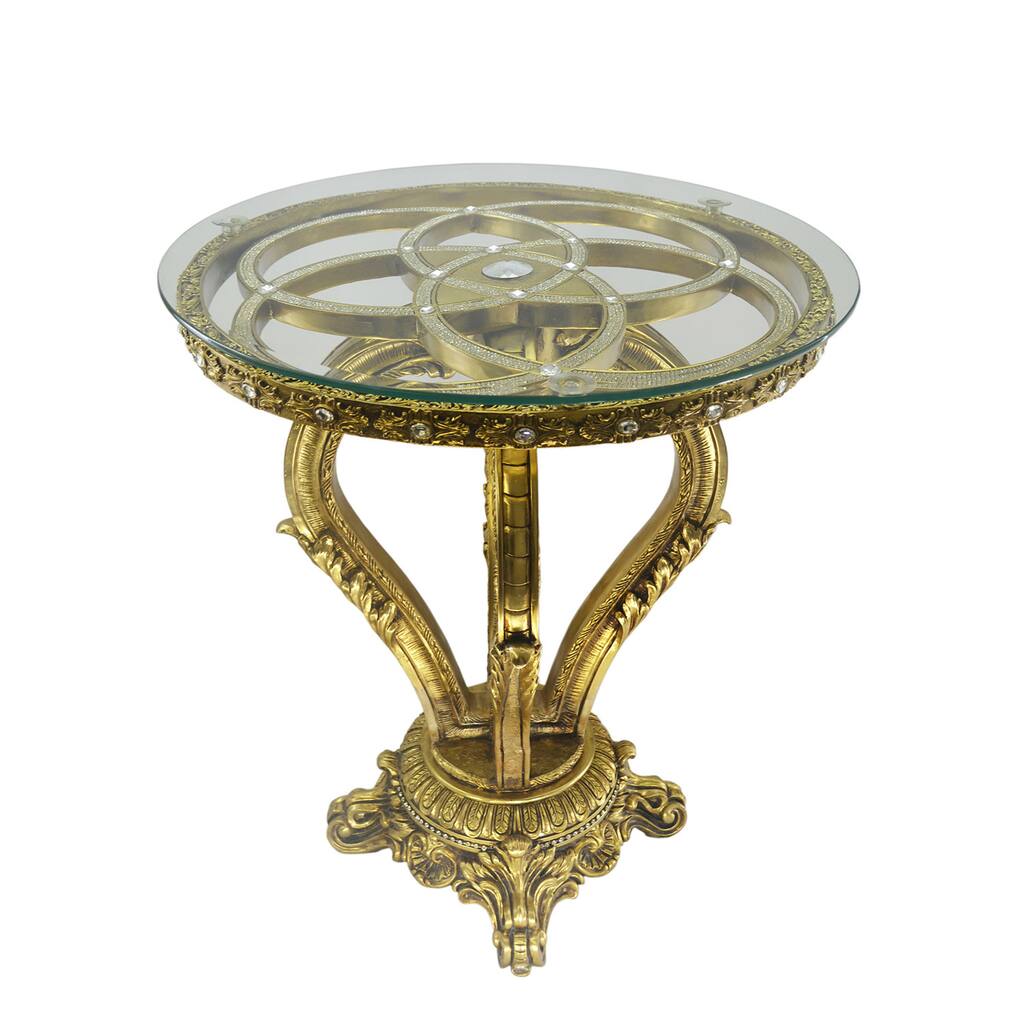 Golden Accent Table with Crystal Geometric Design