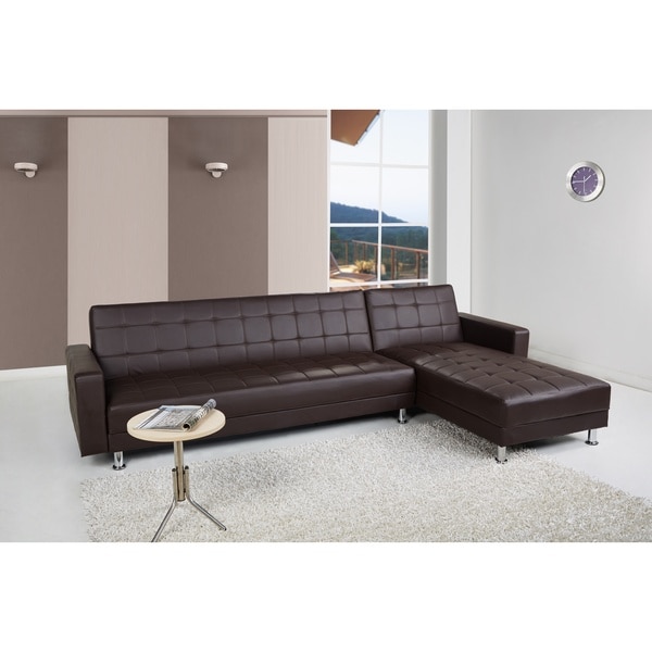 Shop Frankfort Dark Brown Convertible Sectional Sofa Bed Free